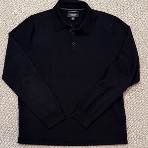 Nordstrom Men's Long Sleeve Black Merino Wool Polo